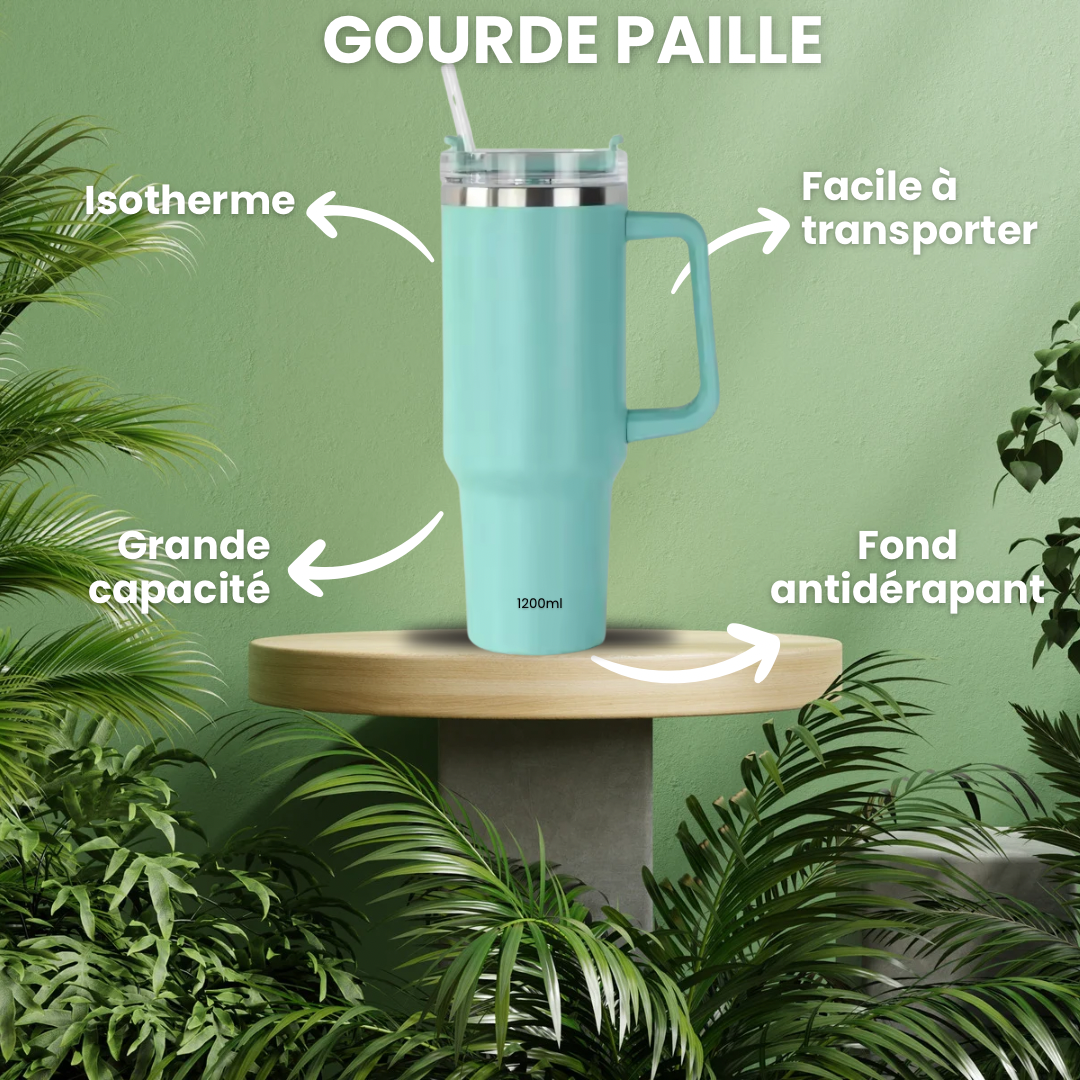 Gourde avec Paille Bleu