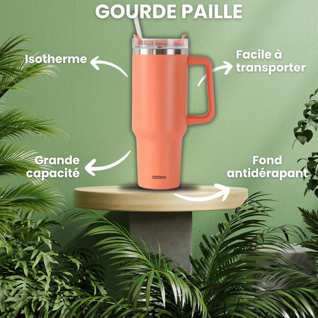 Gourde avec Paille Orange